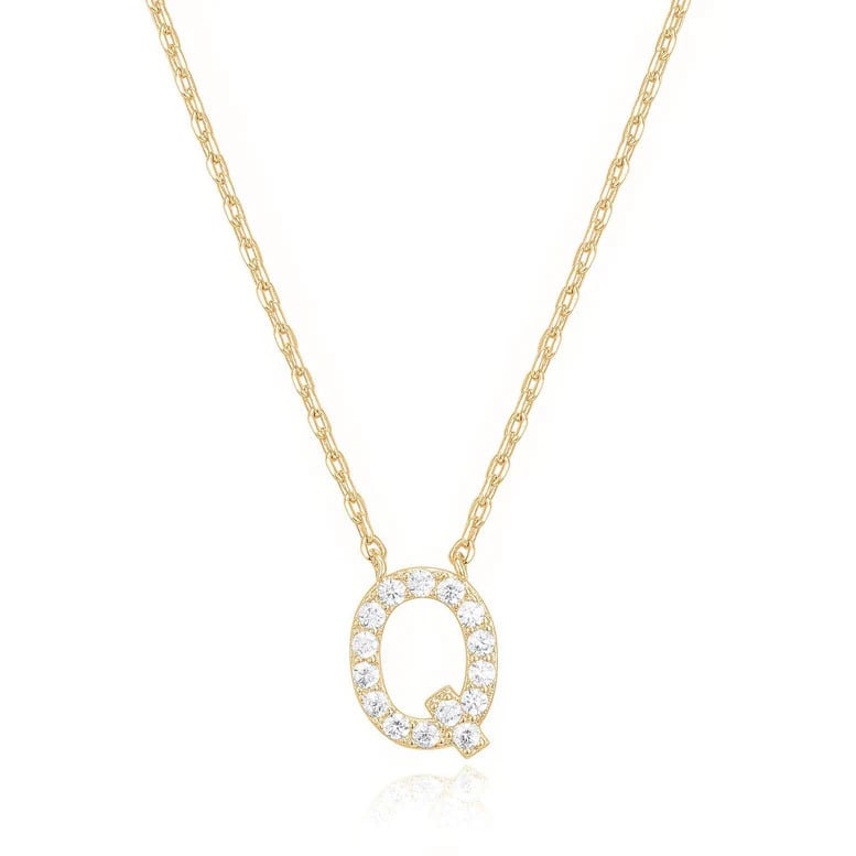 Paris Jewelry 18K Yellow Gold K-T Alphabet Created White Sapphire Necklace Initial Plated Image 1