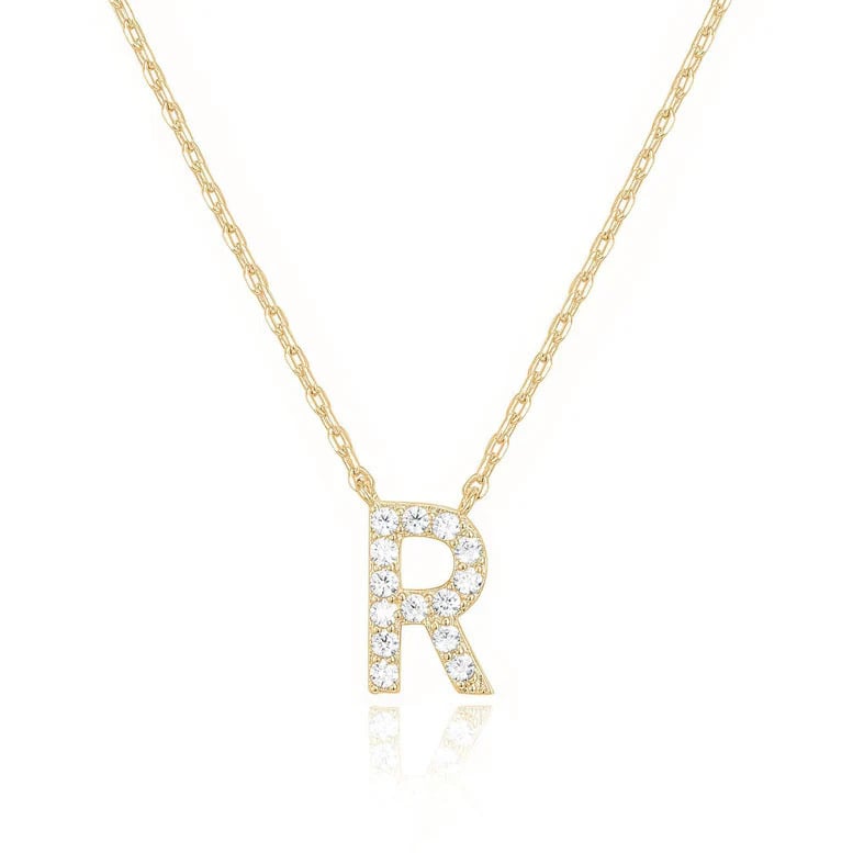 Paris Jewelry 18K Yellow Gold K-T Alphabet Created White Sapphire Necklace Initial Plated Image 9