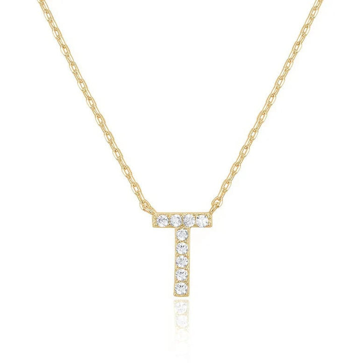 Paris Jewelry 18K Yellow Gold K-T Alphabet Created White Sapphire Necklace Initial Plated Image 11