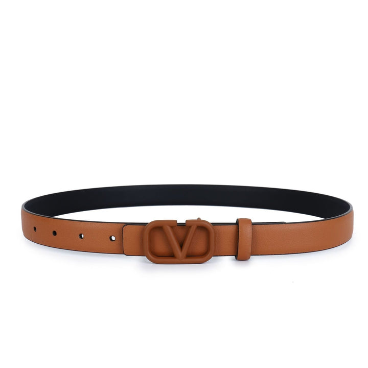 Fashion Women Letter Smooth Buckle Leather Belt Width 2.5cm Image 1