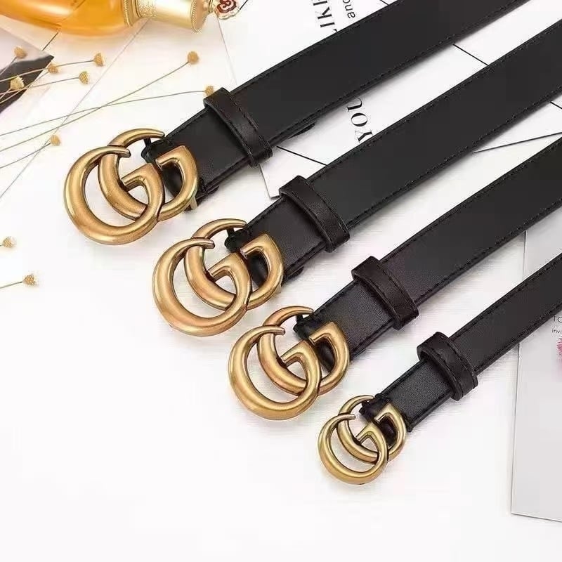 Fashion Women Letter Smooth Buckle Leather Belt Width 2.0-4.0cm Image 1