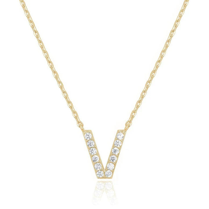 Paris Jewelry 18K Yellow Gold U-Z Alphabet Created White Sapphire Necklace Initial Plated Image 3