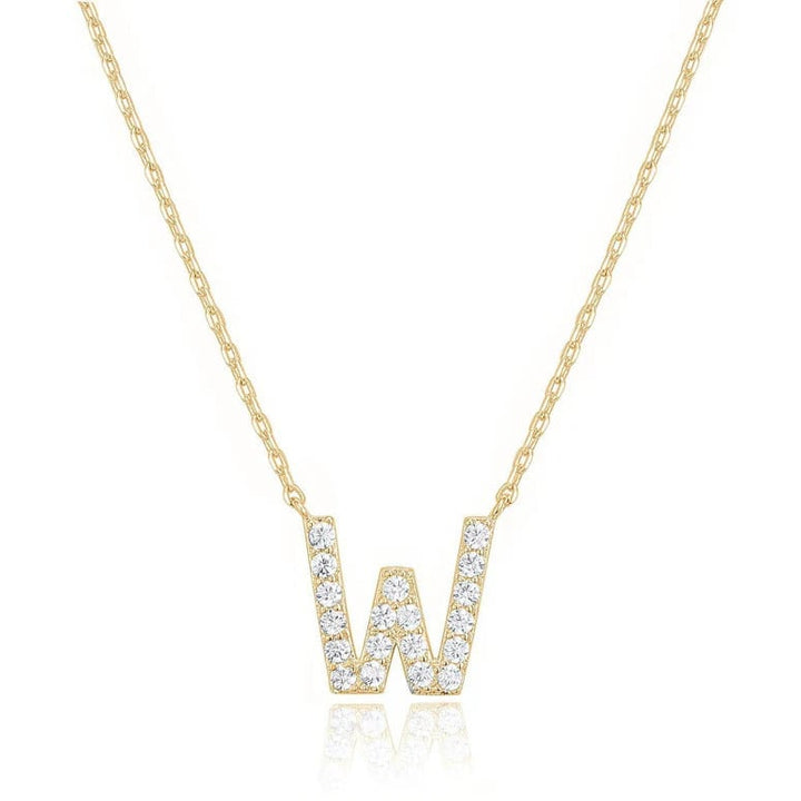 Paris Jewelry 18K Yellow Gold U-Z Alphabet Created White Sapphire Necklace Initial Plated Image 4