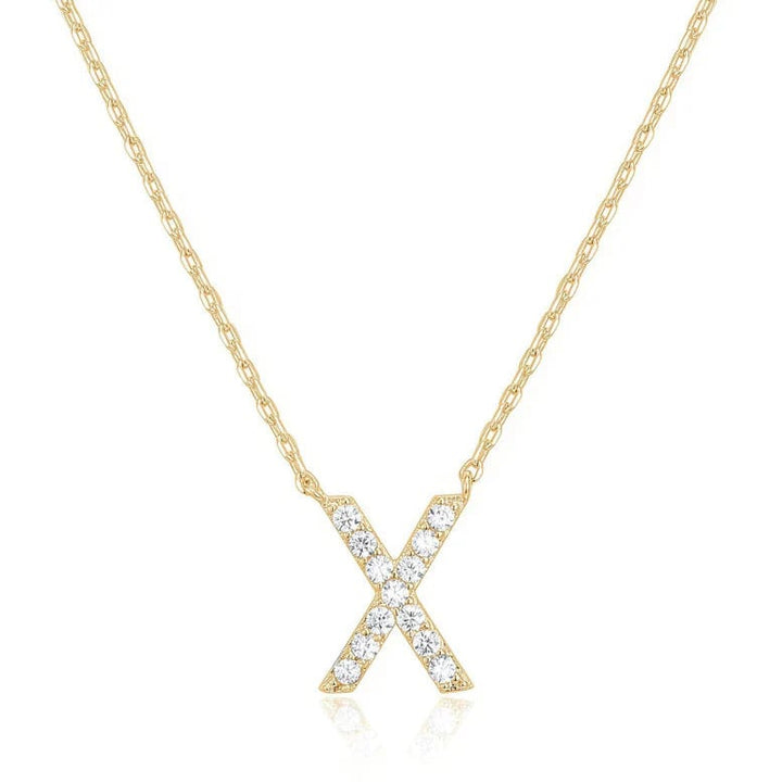 Paris Jewelry 18K Yellow Gold U-Z Alphabet Created White Sapphire Necklace Initial Plated Image 4