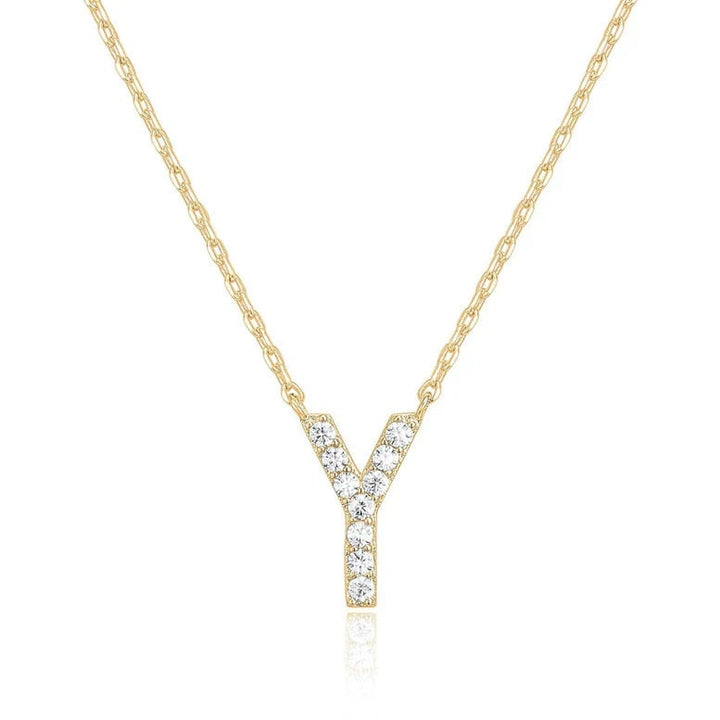 Paris Jewelry 18K Yellow Gold U-Z Alphabet Created White Sapphire Necklace Initial Plated Image 6