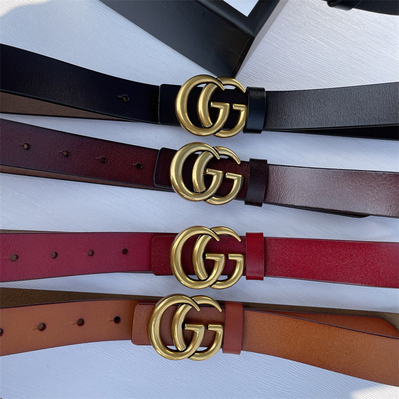 Fashion Smooth Letter Buckle Leather Belt Width 3.0cm Image 3