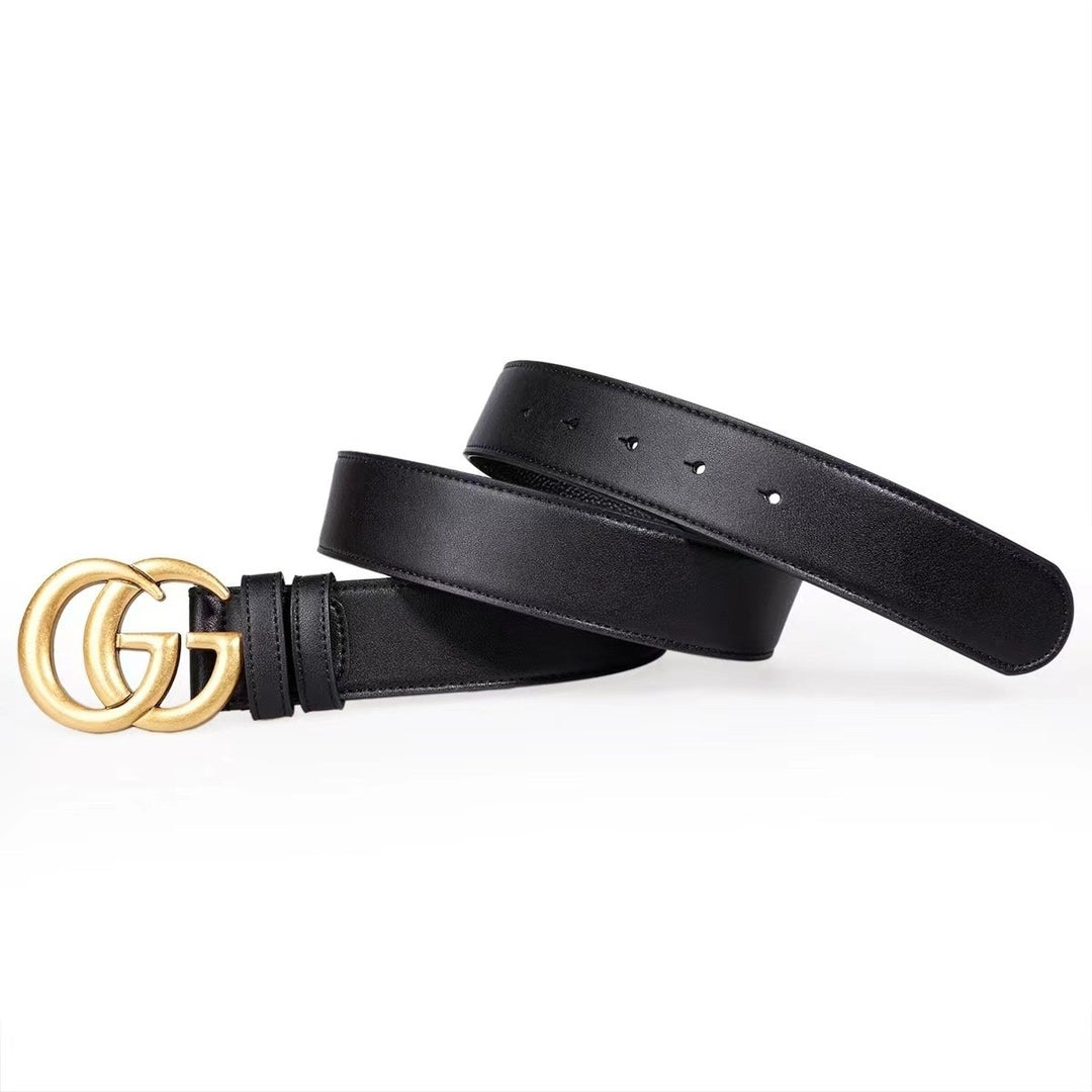 Fashion Women Smooth Letter Buckle Leather Belt Width 2.5-3.8cm Image 4