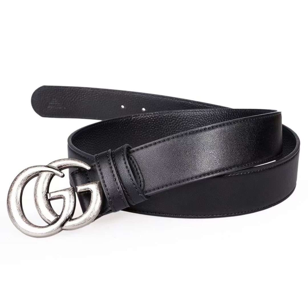 Fashion Women Smooth Letter Buckle Leather Belt Width 2.5-3.8cm Image 4