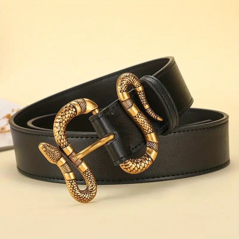 Fashion Women Snake Buckle Leather Belt Image 4