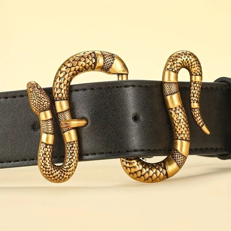 Fashion Women Snake Buckle Leather Belt Image 4