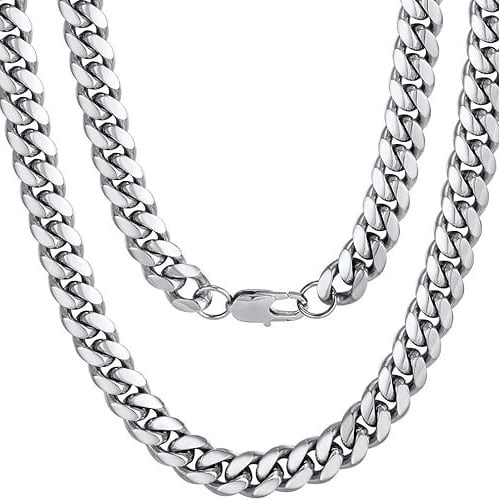 Paris Jewelry 24K White Gold Chain Men Chunky Miami Cuban Chain Necklace Available In 10Mm Width 18/20/22/24/26/28/30 Image 1