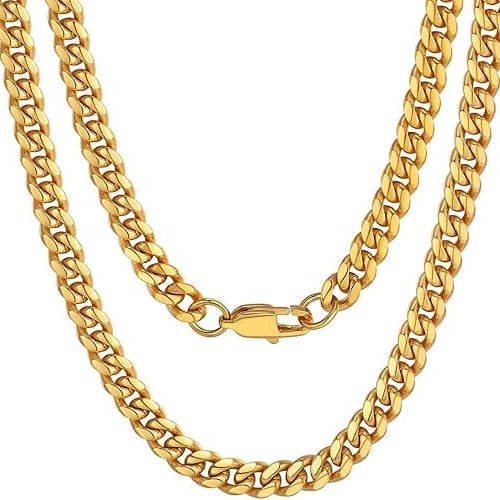 24K Yellow Gold Chain Men Chunky Miami Cuban Chain Necklace Available In 10/Mm Width 18/20/22/24/26/28/30 Inch Length Image 1