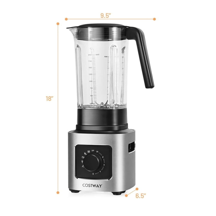 Hommoo 1500W 5-Speed Countertop Smoothie Blender with 5 Presets and 68oz Tritan Jar-Silver Image 3