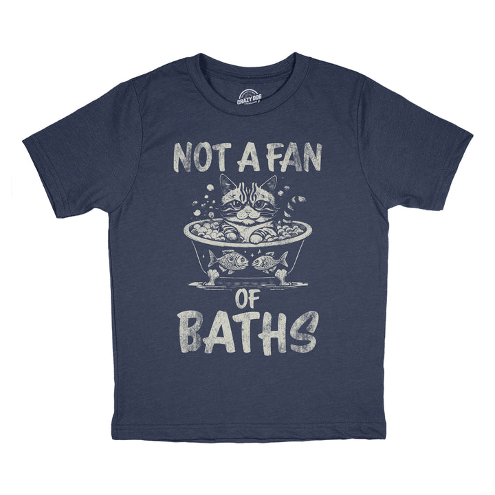 Youth Funny T Shirts Not A Fan Of Baths Sarcastic Kitten Graphic Novelty Tee For Kids Image 1