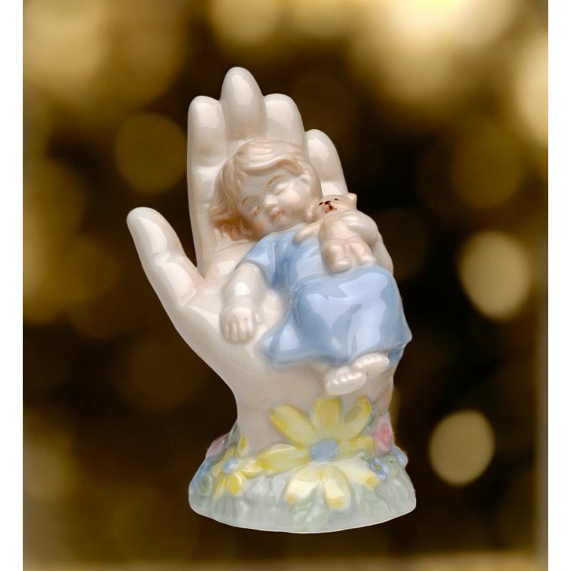 Ceramic Baby Boy Lying on Hand Figurine , Image 1