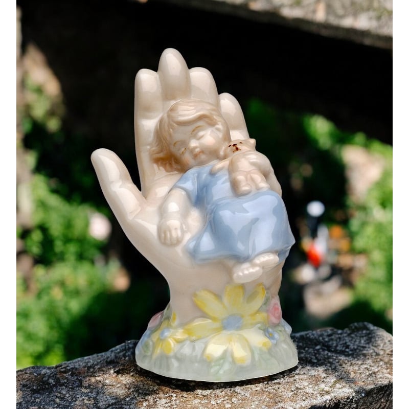 Ceramic Baby Boy Lying on Hand Figurine , Image 2