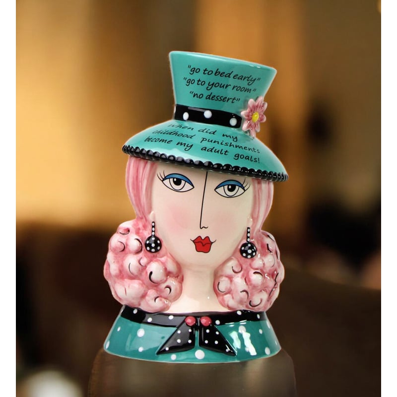 Ceramic Dollymama Pink Hair Lady Candy Box by Joey Heiberg , Image 1