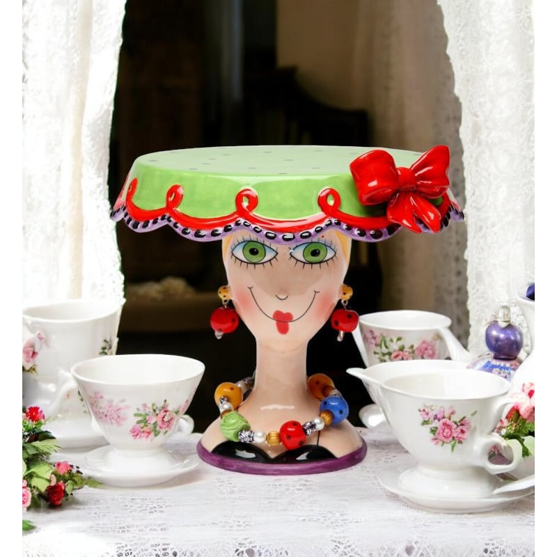 Ceramic Lady Wearing Earrings Cake Stand Birthday Party Decor , Image 2