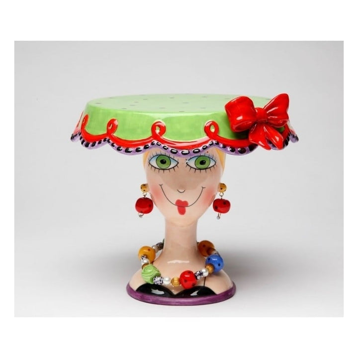 Ceramic Lady Wearing Earrings Cake Stand Birthday Party Decor , Image 3