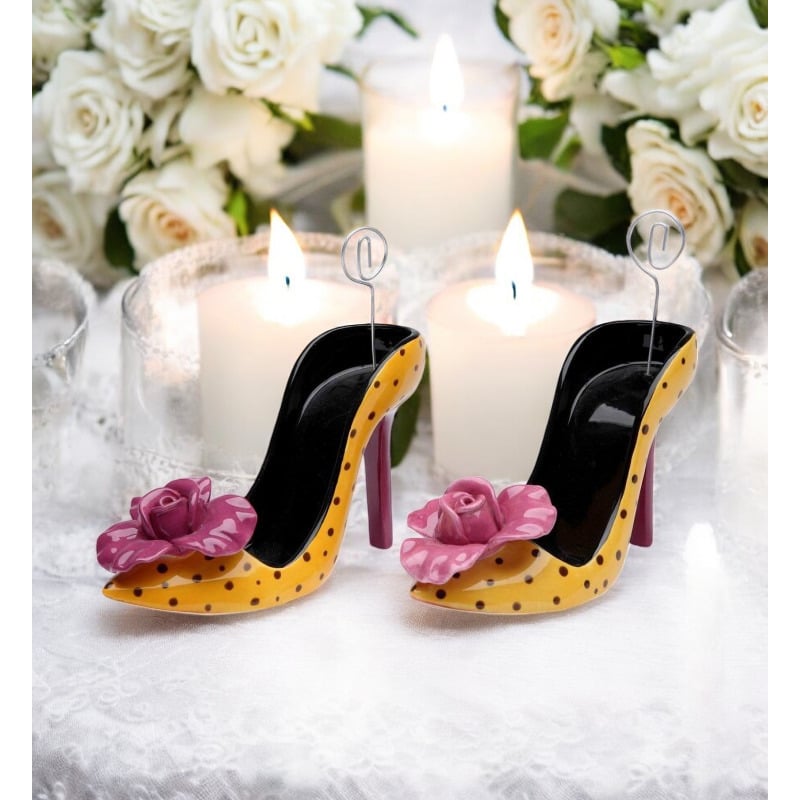 Ceramic Heel With Purple Flower Cell Phone / Post-It Holder (Set Of 2) Name Card Holder Image 1