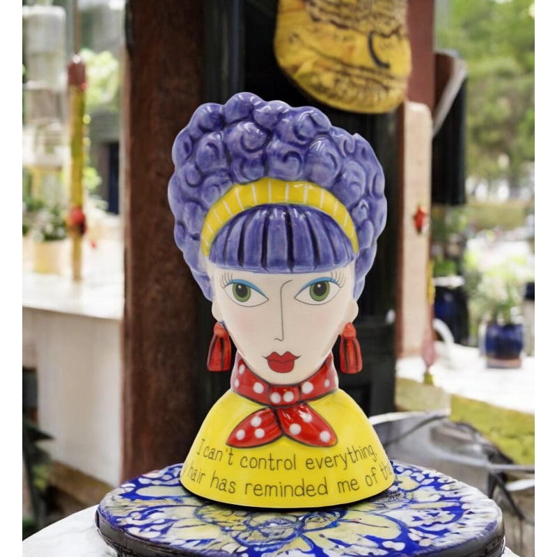 Ceramic Purple Hair Dollymama Vase Makeup Brush Holder , Image 1