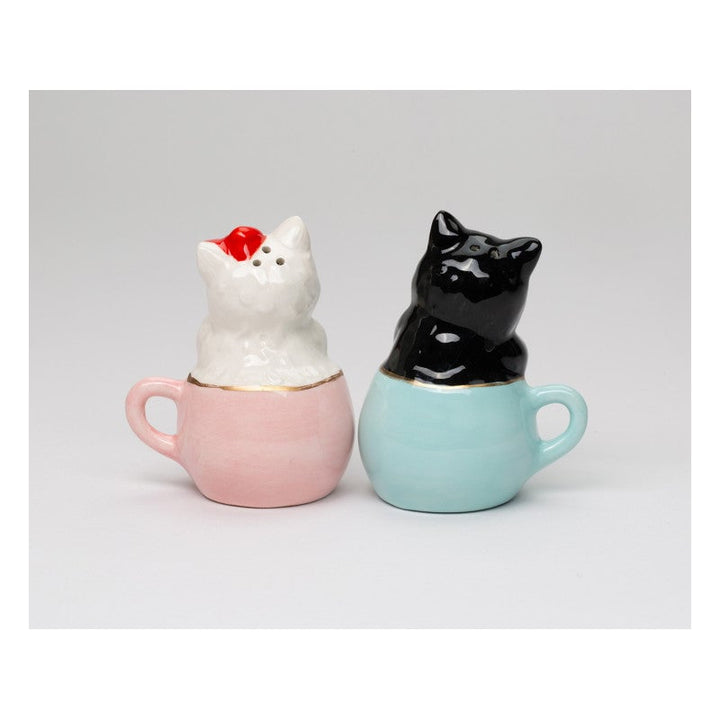 Ceramic Valentine Teacup Cat Salt and Pepper Shakers Cat Lovers Gift Valentines Day Decor Image 3