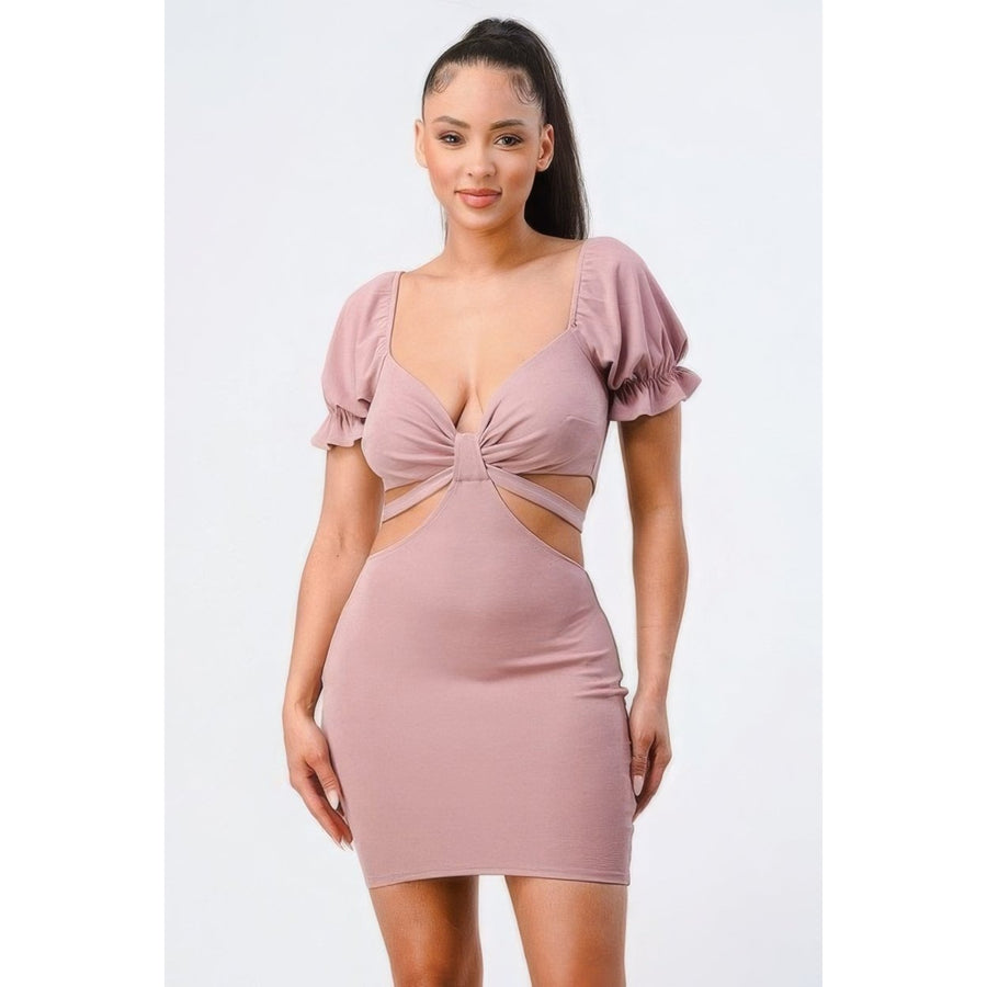 Lux Side Cutout W/ Back Tie Detail Bodycon Dress Image 1