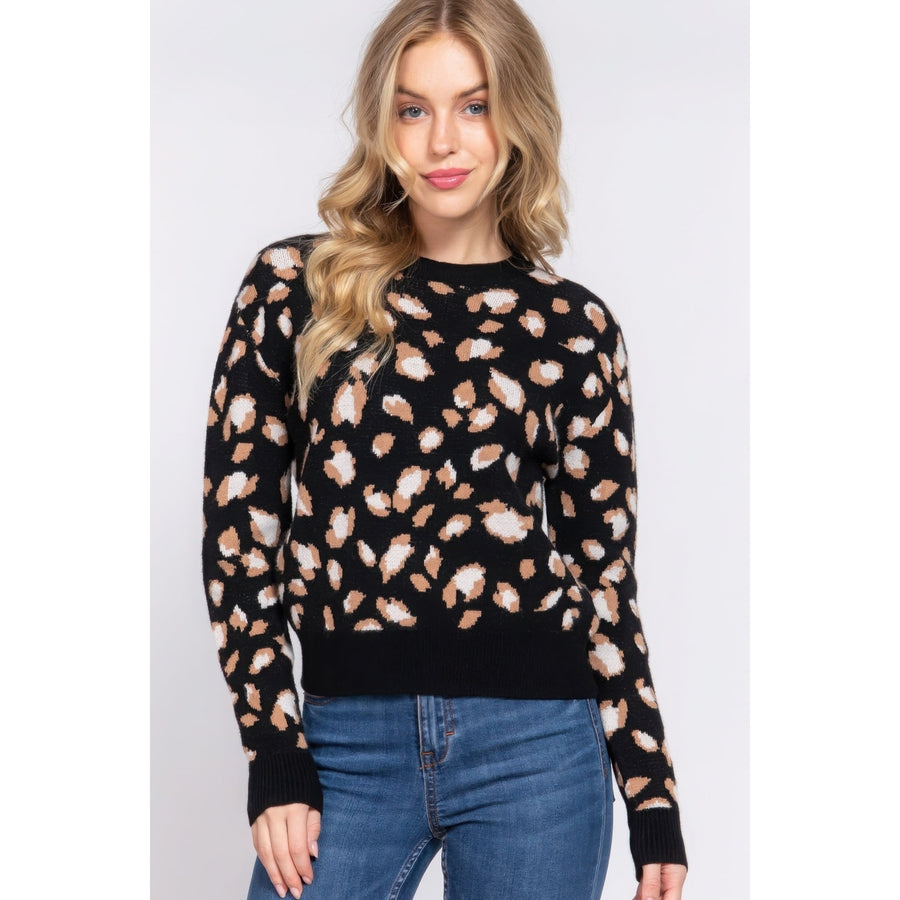 Long Slv Animal Jacquard Sweater Image 1