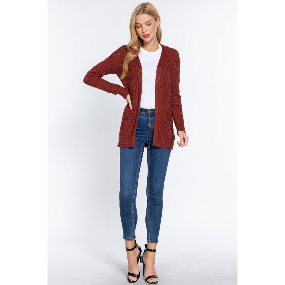 Long Slv Open Front Sweater Cardigan Image 2