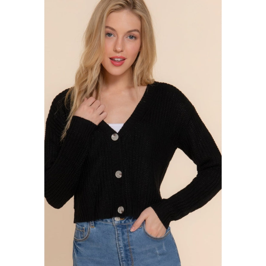 Long slv v-neck sweater cardigan Image 1