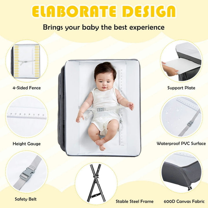 Hommoo Baby Changing Station,Diaper Table,Portable Adjustable Height Newborn Nursery Organizer with wheel-Gray Image 4