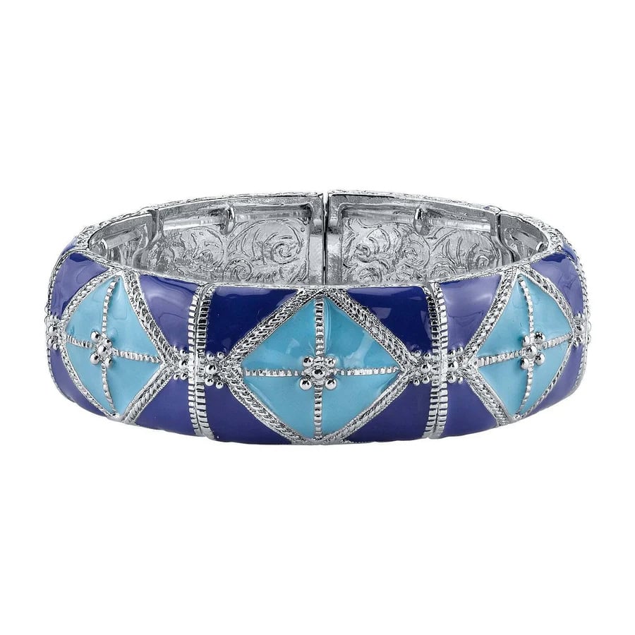 Womens Bracelet Fashion Jewelry Southwestern Wide Enamel Stretch Bracelet Image 1