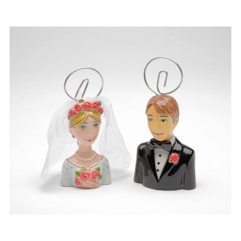 Ceramic Bride and Groom Card Holder ( 2 Pcs Set ) Wedding Party Decor Image 3