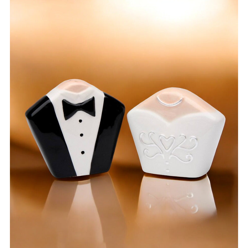 Ceramic Bride and Groom Tuxedo and Gown Salt and Pepper Shakers , Image 2