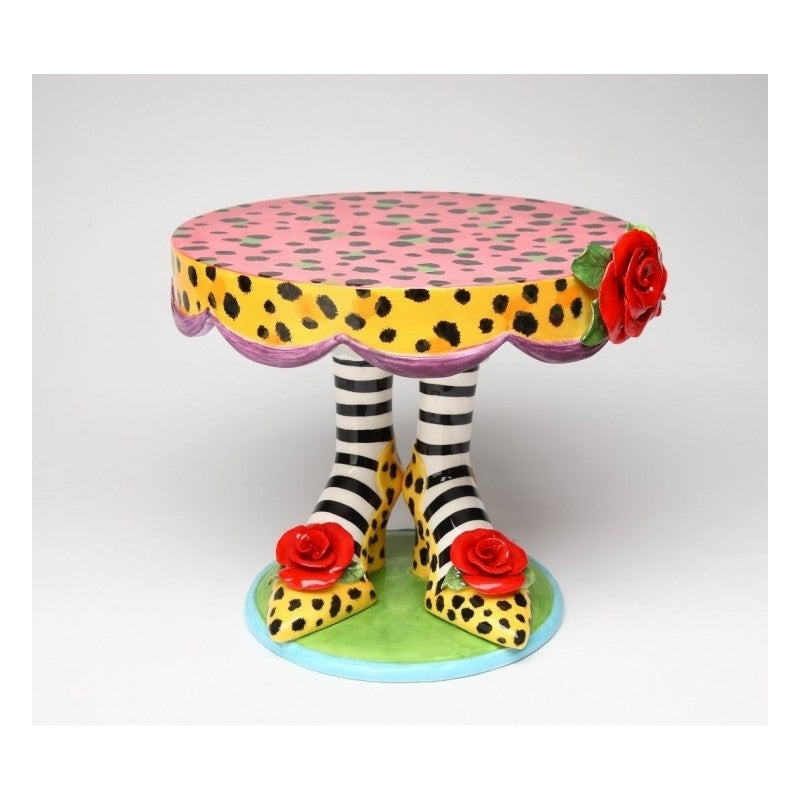 Ceramic Large Cake Stand - Leopard Print Heels with Red Rose Flowers  Birthday Party Decor, Image 3