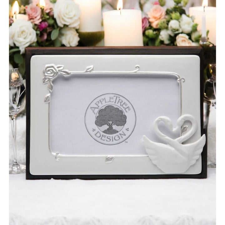 Ceramic Swan Couple Wedding Photo Frame ( 4" x 6" ) , Image 1