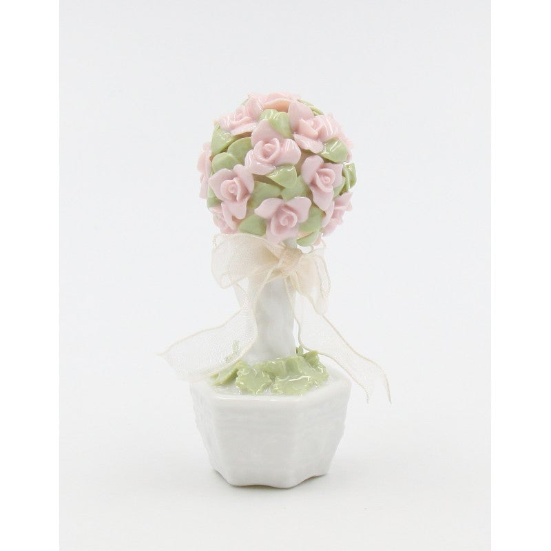 Ceramic Mini Pink Rose Flower Topiary Figurine , Image 3