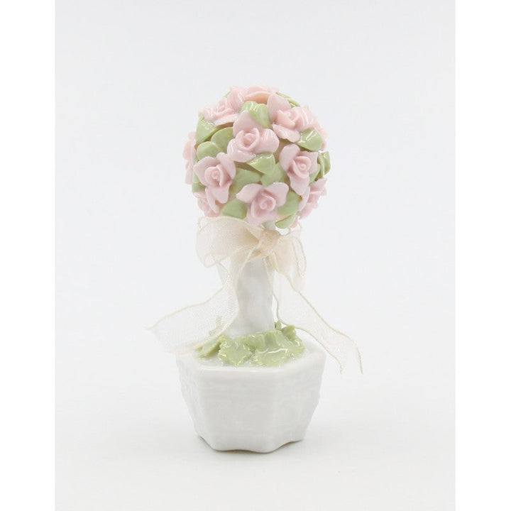 Ceramic Mini Pink Rose Flower Topiary Figurine , Image 3