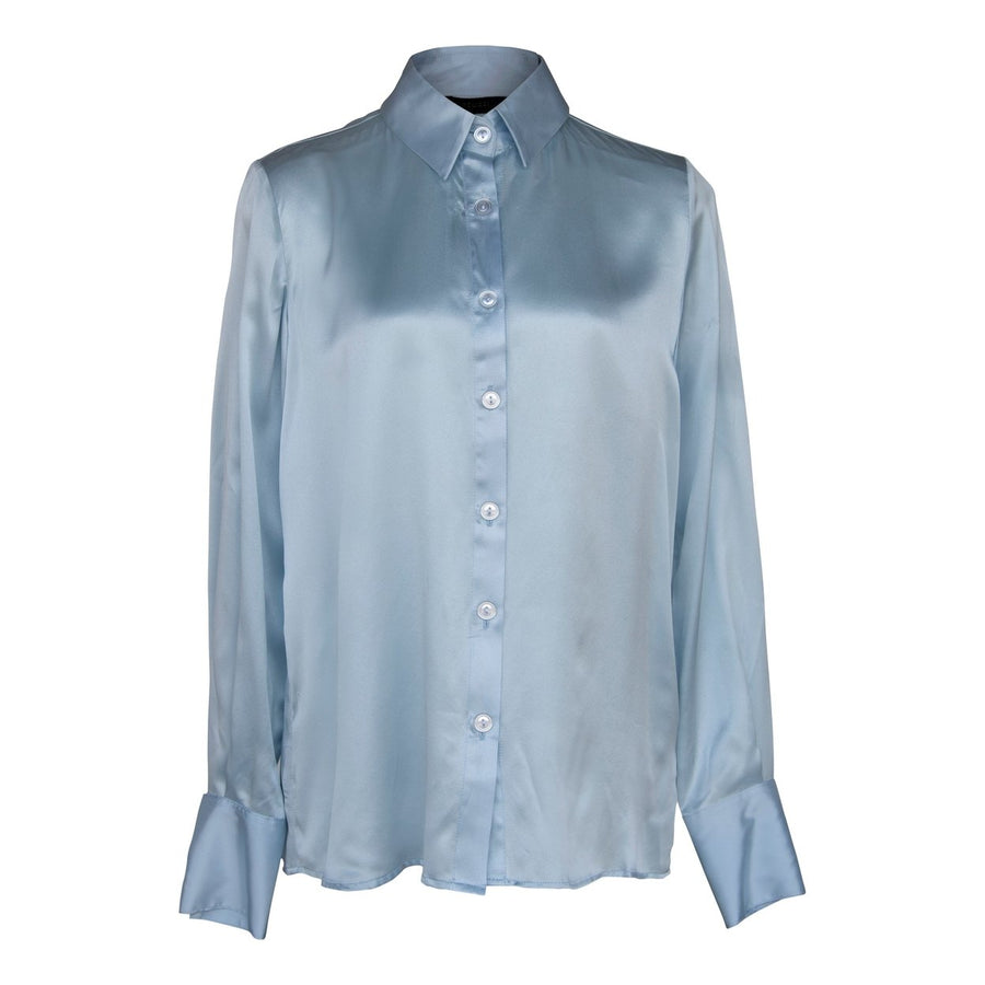 Luxe Silk Blouse in Blue Image 1