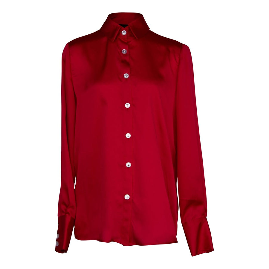 Luxe Silk Blouse in Red Image 1