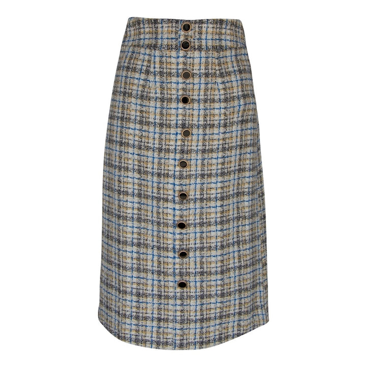 Luxe Plaid Tweed Pencil Skirt Image 7