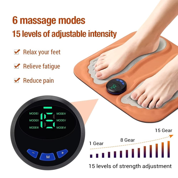 3D Smart Foot Massager Pad - 6 Modes 15 Levels Rechargeable Muscle Relaxation Image 3