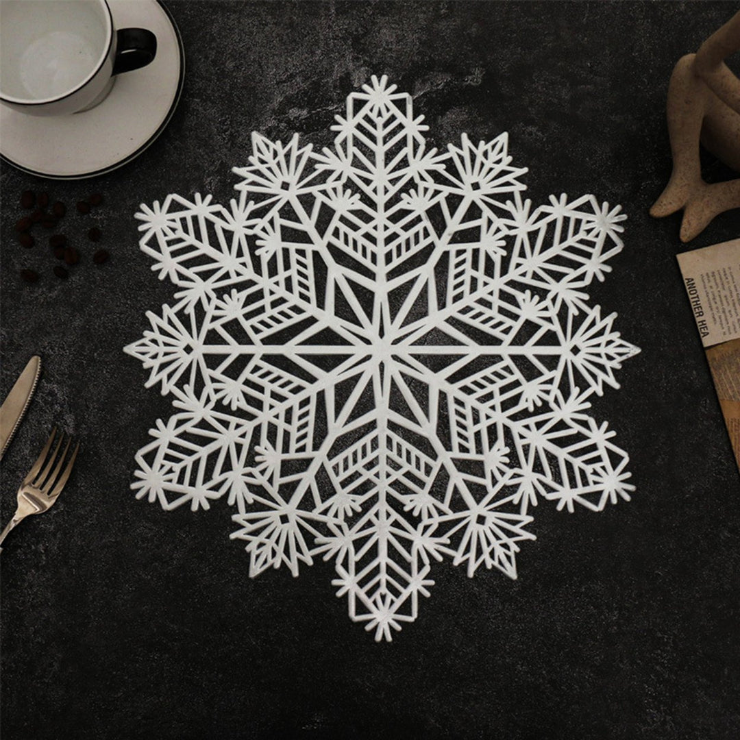 4Pcs Cup Coaster Mug Pad Hollow-out Design Non-Slip Christmas Snowflake Placemat Decoration Image 11