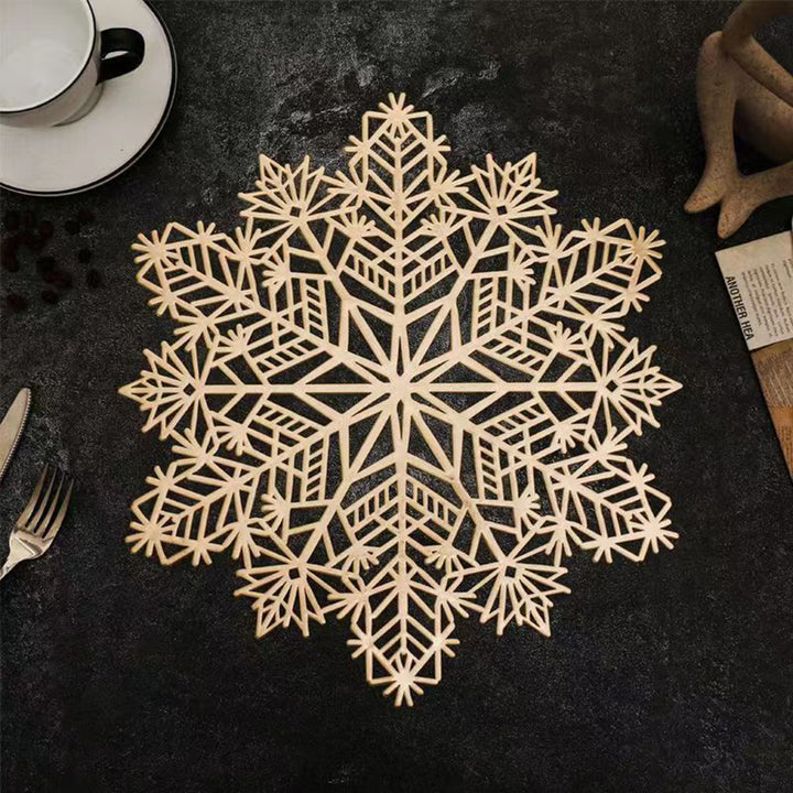 4Pcs Cup Coaster Mug Pad Hollow-out Design Non-Slip Christmas Snowflake Placemat Decoration Image 12