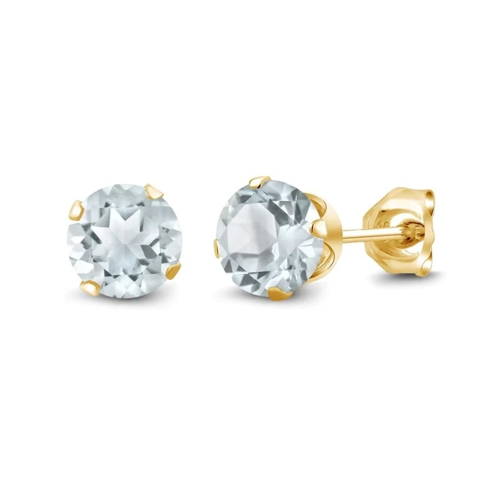 Paris Jewelry 18K Yellow Gold 1 Carat Created Round Sapphire Birthstone Stud Earrings All Colors Plated Image 3