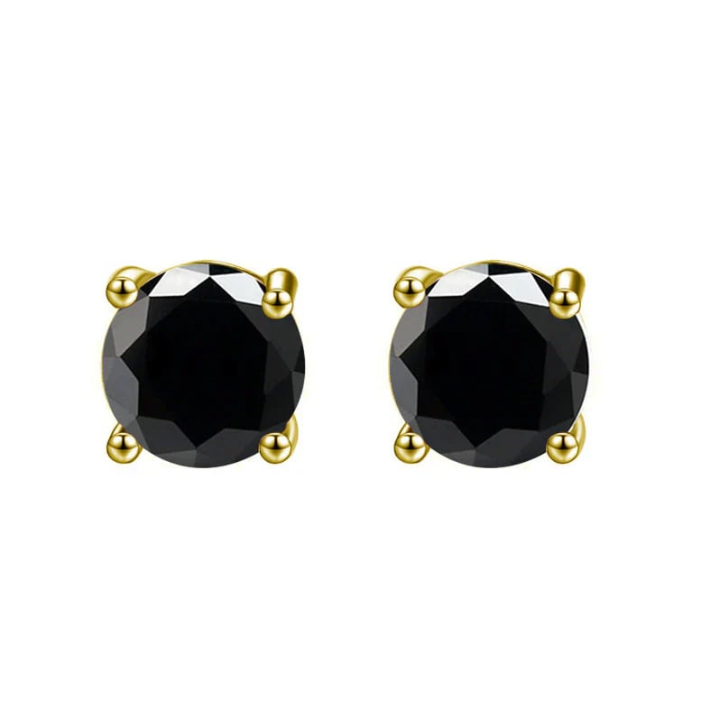 Paris Jewelry 18K Yellow Gold 1 Carat Created Round Sapphire Birthstone Stud Earrings All Colors Plated Image 1