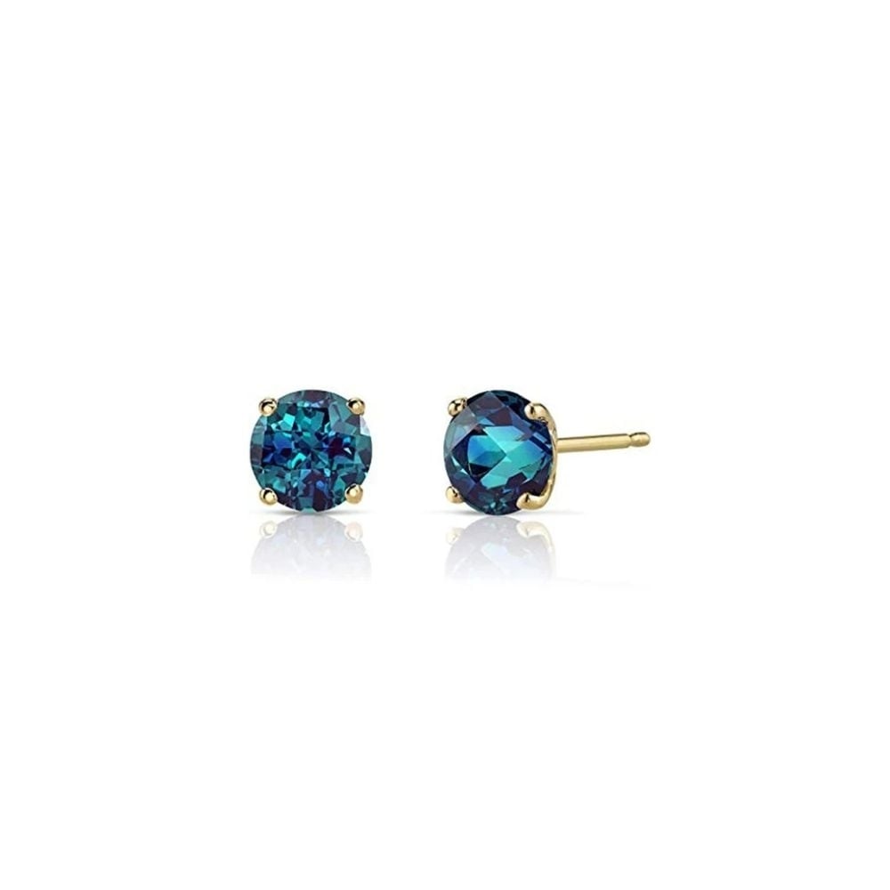 Paris Jewelry 18K Yellow Gold 1 Carat Created Round Sapphire Birthstone Stud Earrings All Colors Plated Image 6