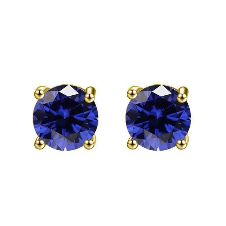 Paris Jewelry 18K Yellow Gold 1 Carat Created Round Sapphire Birthstone Stud Earrings All Colors Plated Image 9