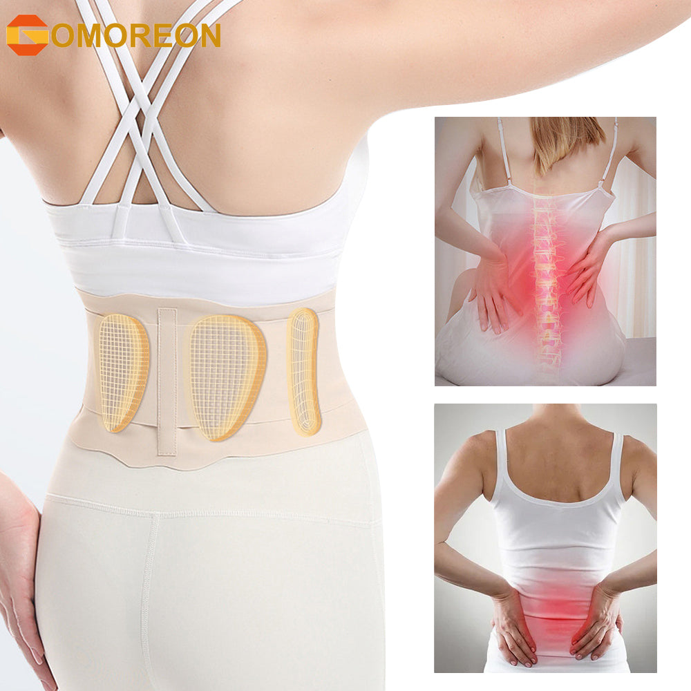 1Pc Ultra Thin Back Brace with 3D Lumbar Pad 2 Flexible Supports Back Brace for Lower Back Pain for Sciatica Scoliosis Image 2