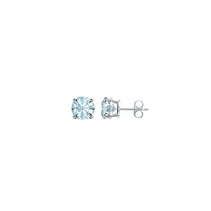 Paris Jewelry 18K White Gold 1 Carat Created Round Sapphire Birthstone Stud Earrings All Colors Plated Image 3